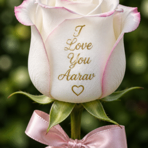 Single Red Rose Artificial Flower with Personalised Name